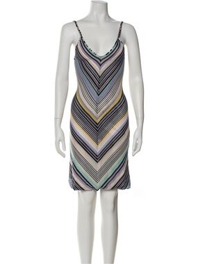 Vintage Missoni colorful chevron striped dress crochet knit orange tag resort